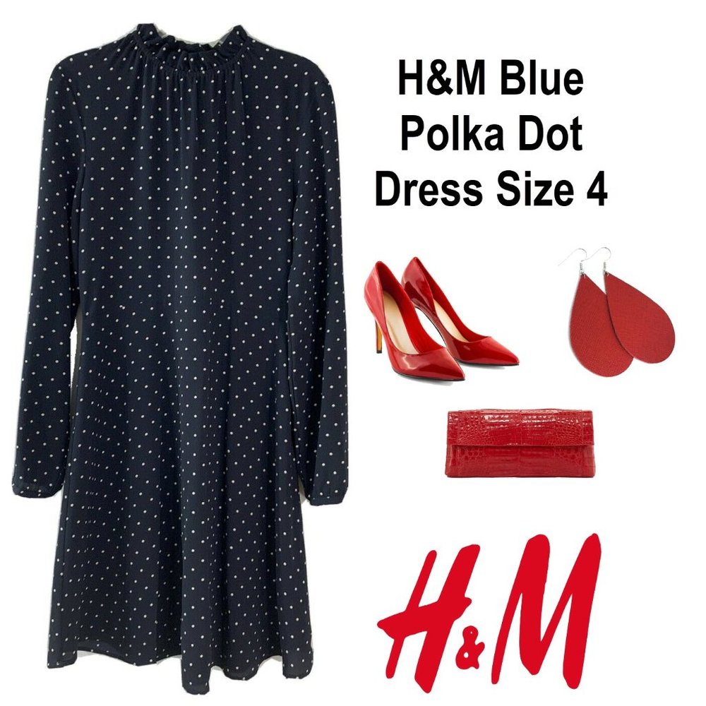 H&M Polka Dot Long Sleeve Dress Size 4